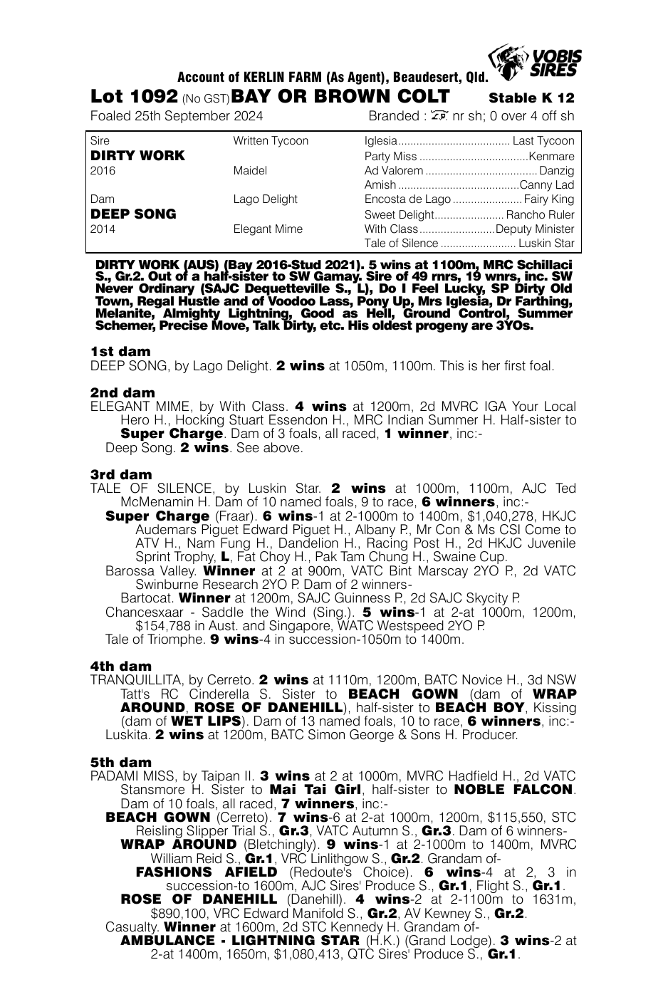 Pedigree - Lot 1092