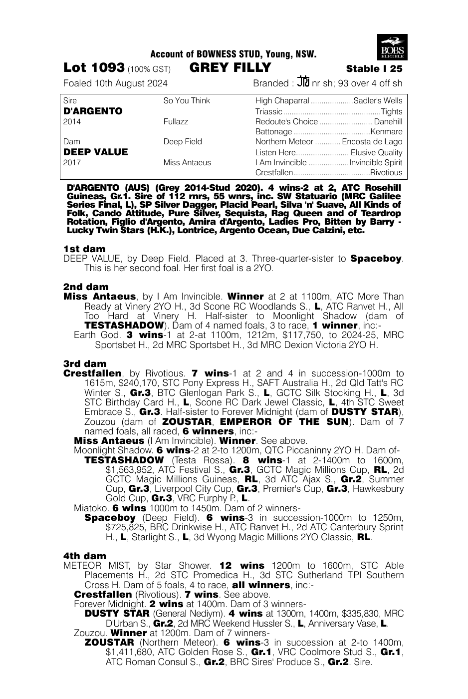 Pedigree - Lot 1093