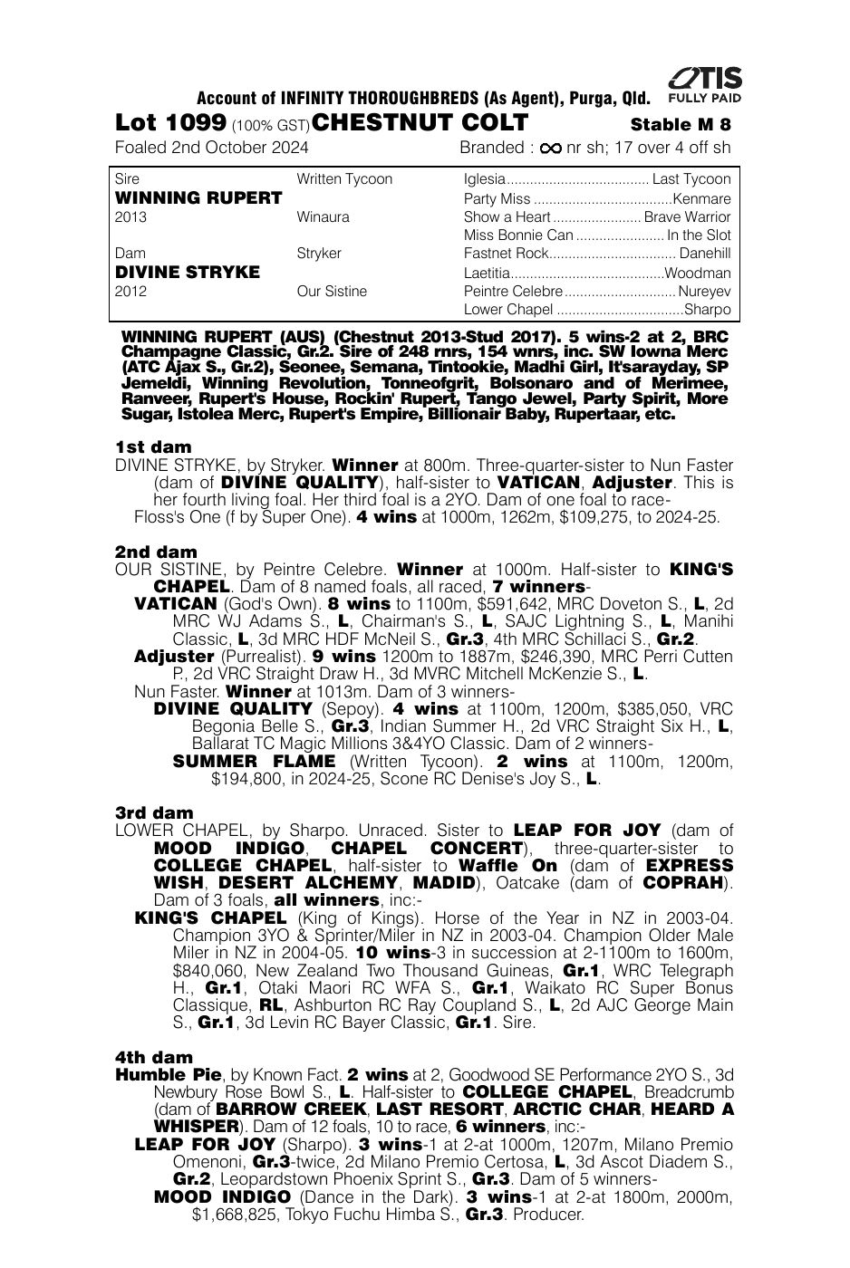 Pedigree - Lot 1099