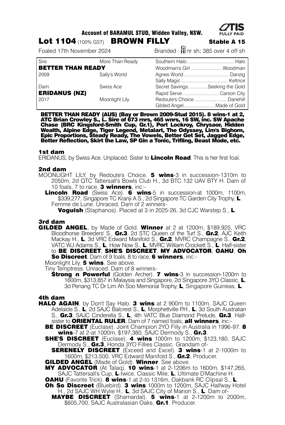 Pedigree - Lot 1104