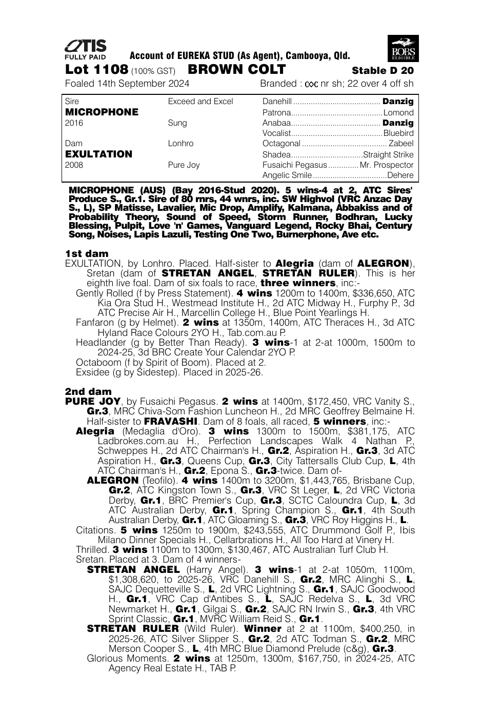 Pedigree - Lot 1108