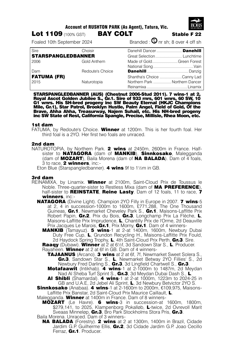 Pedigree - Lot 1109