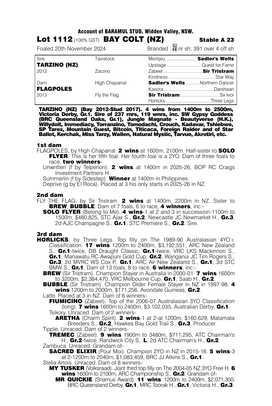 Pedigree - Lot 1112