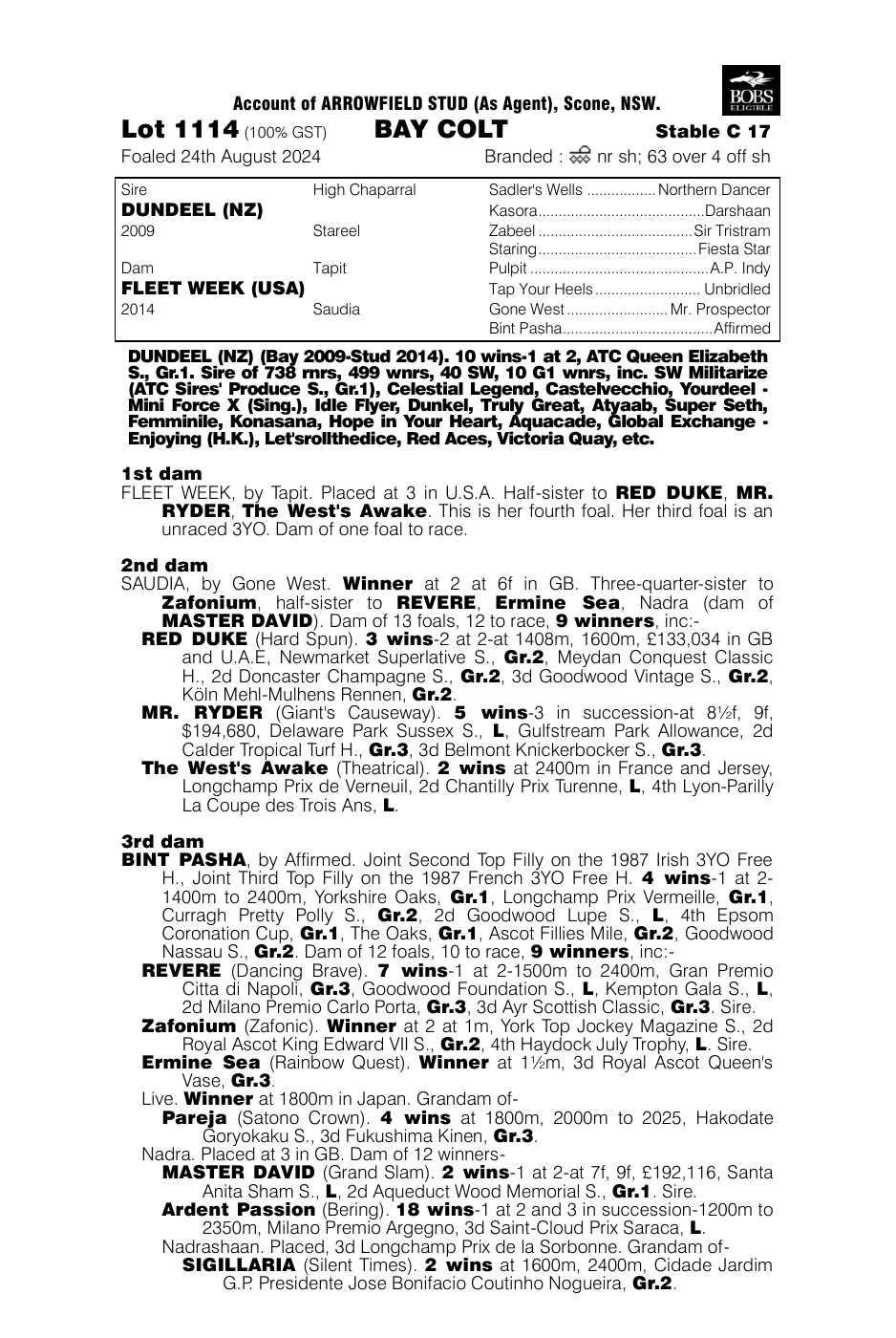 Pedigree - Lot 1114