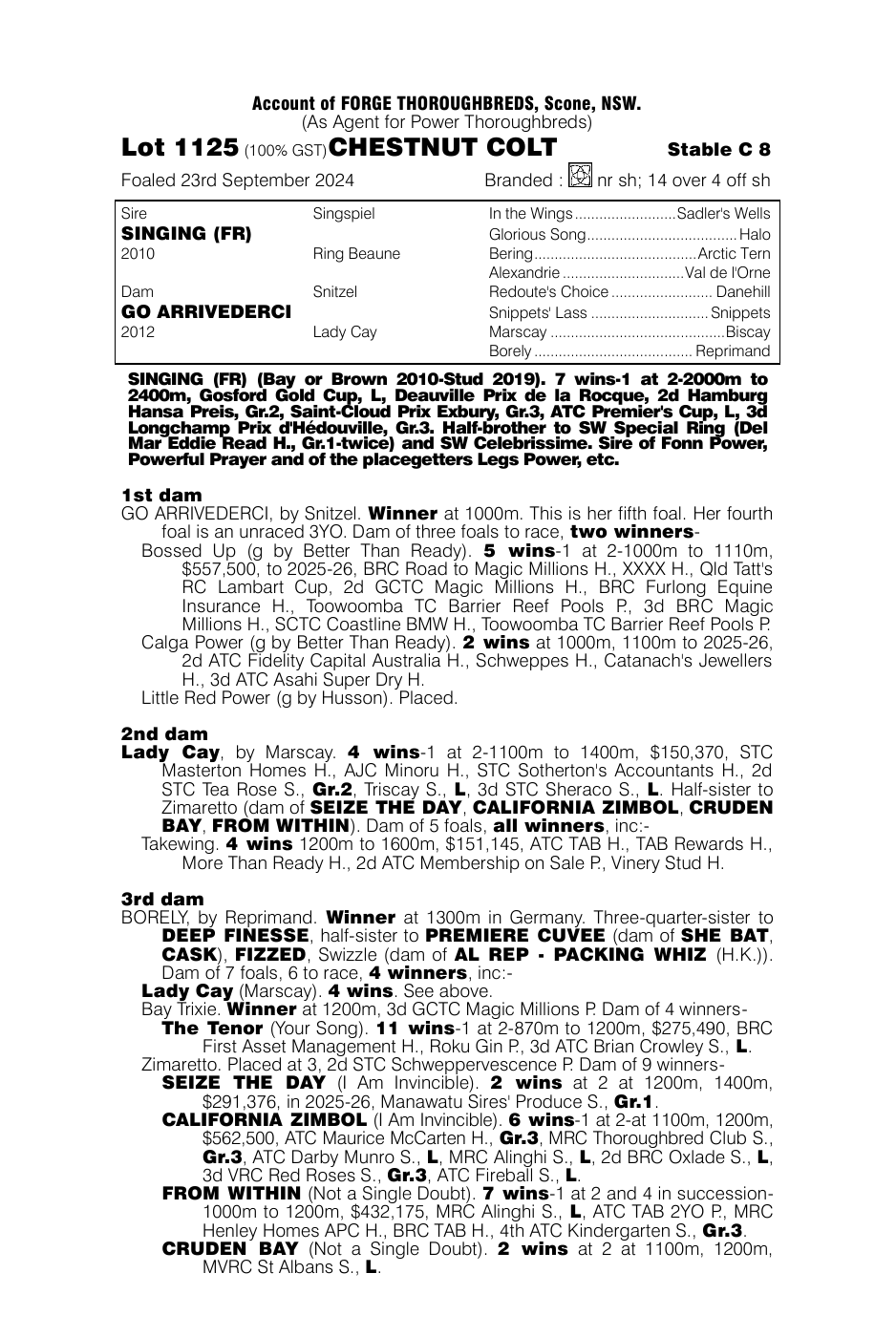 Pedigree - Lot 1125