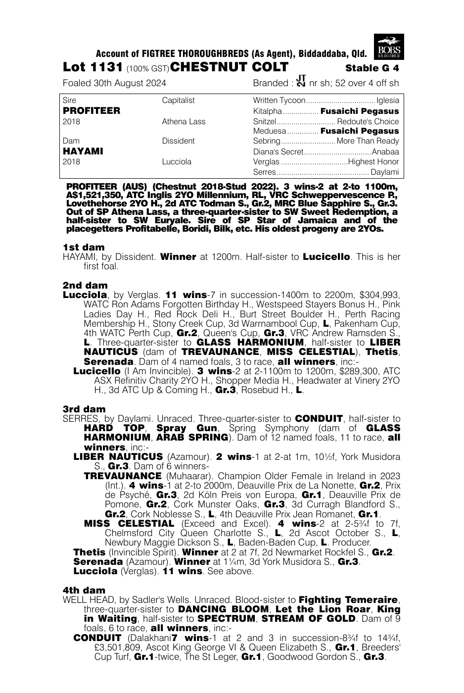 Pedigree - Lot 1131