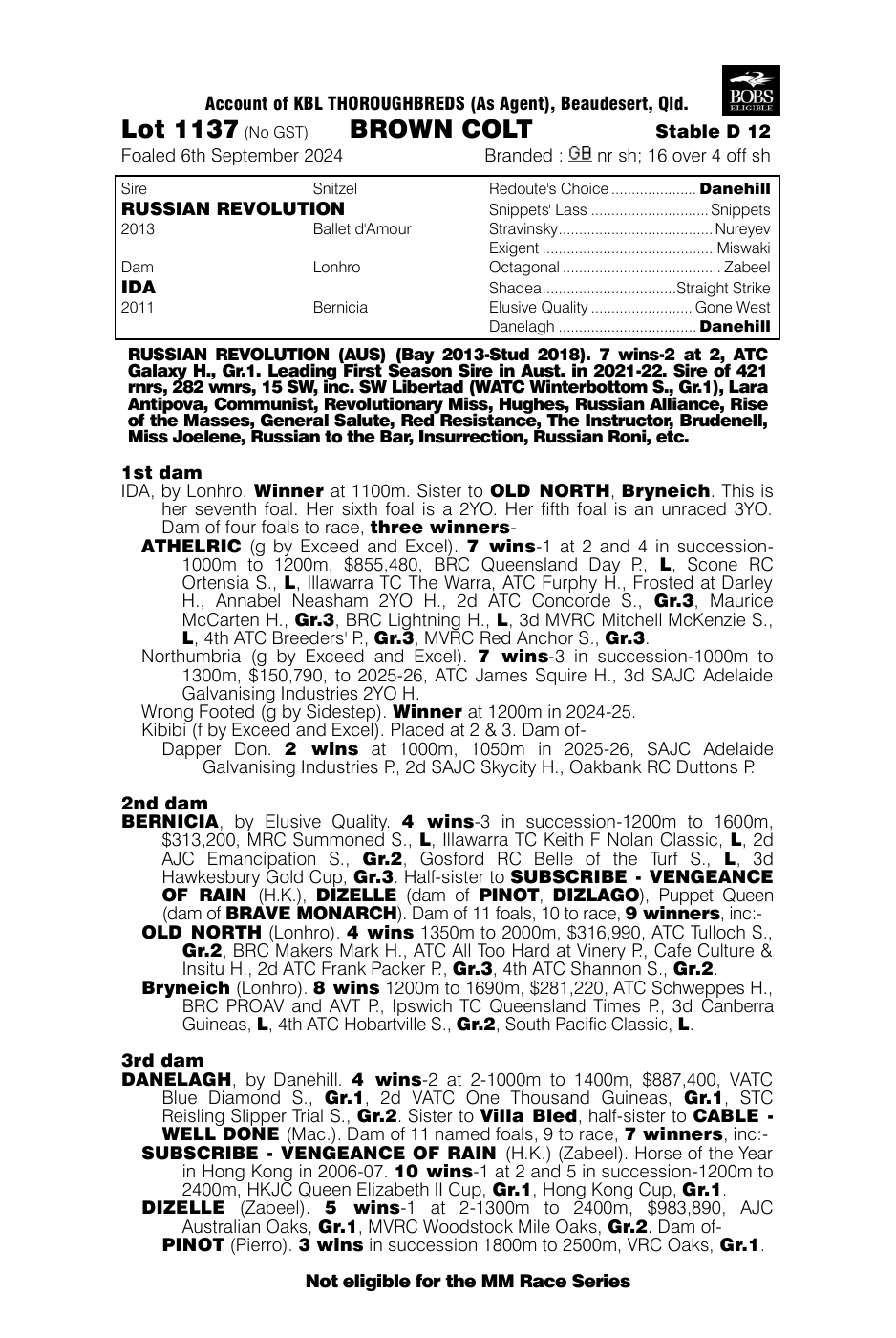 Pedigree - Lot 1137