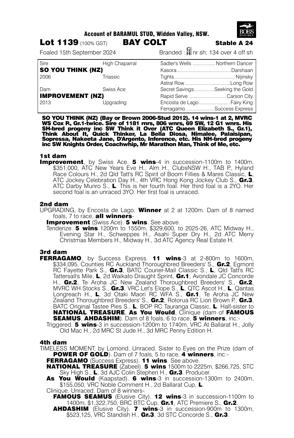 Pedigree - Lot 1139