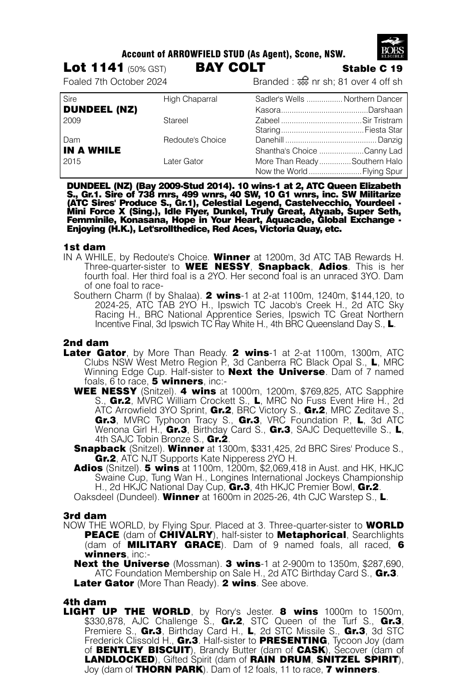 Pedigree - Lot 1141