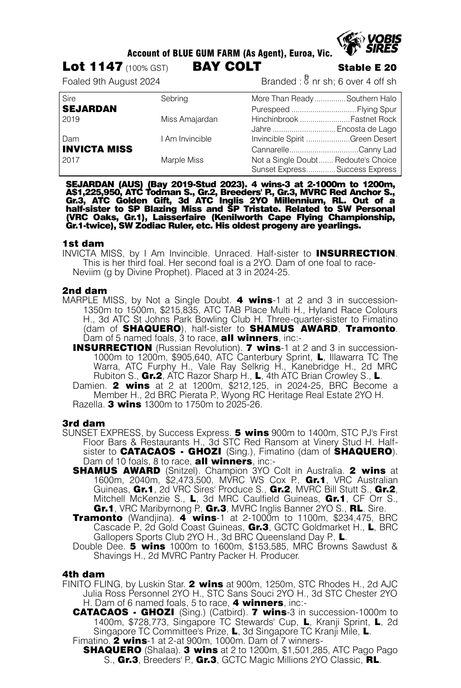 Pedigree - Lot 1147