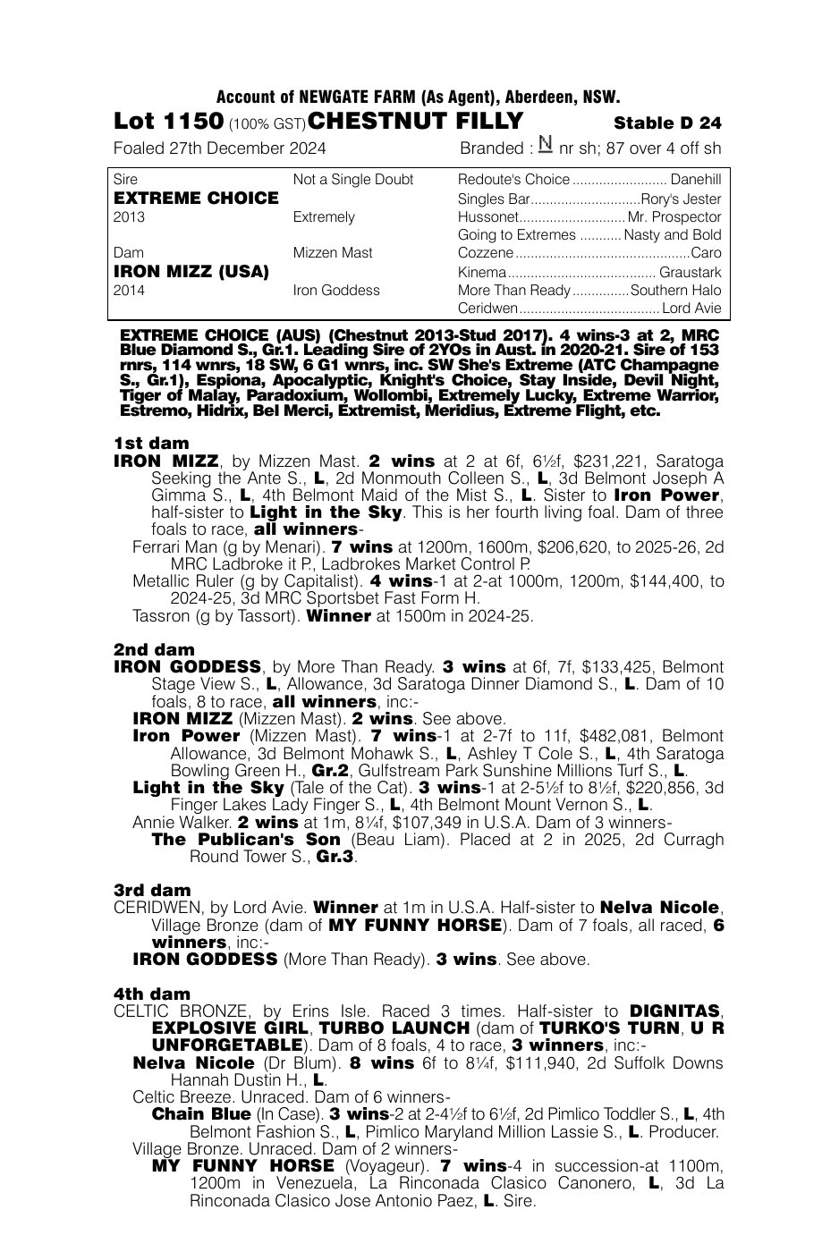 Pedigree - Lot 1150