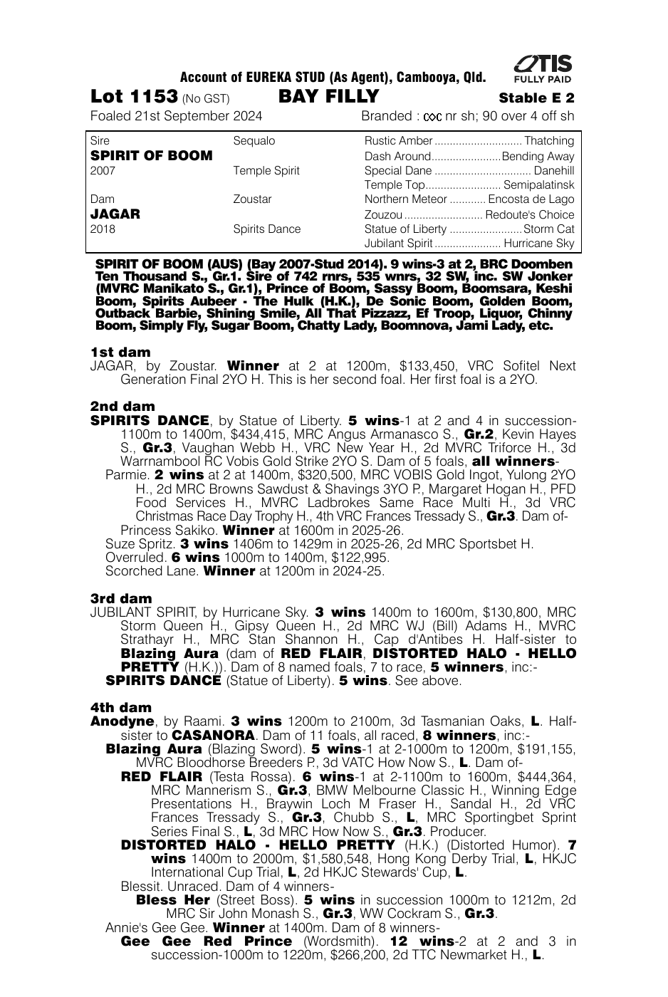 Pedigree - Lot 1153