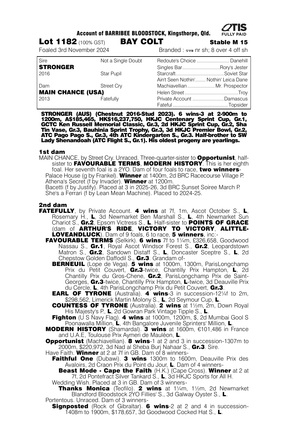Pedigree - Lot 1182