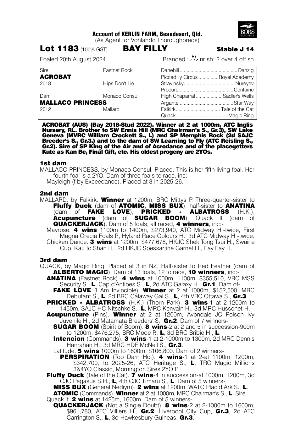 Pedigree - Lot 1183