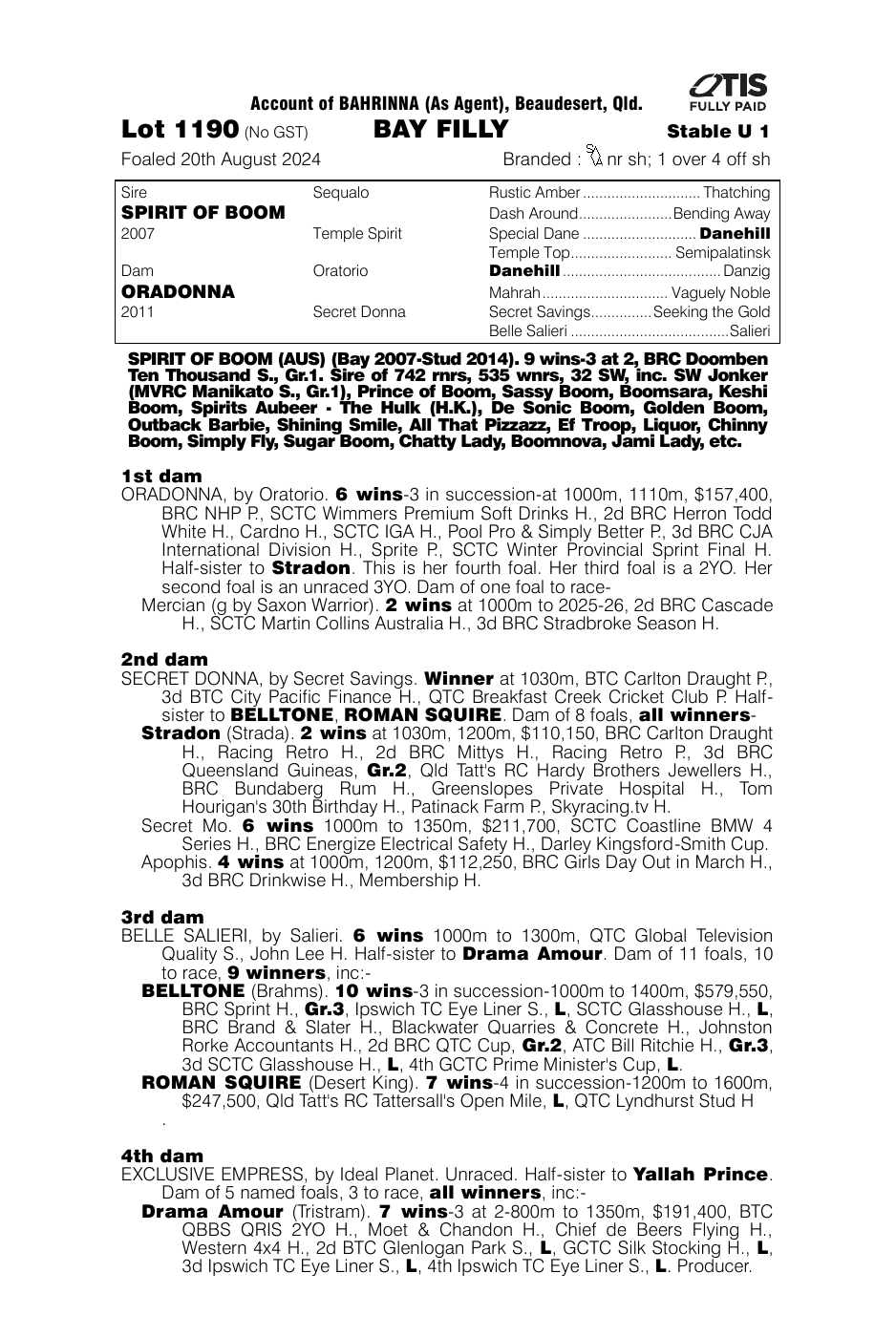 Pedigree - Lot 1190