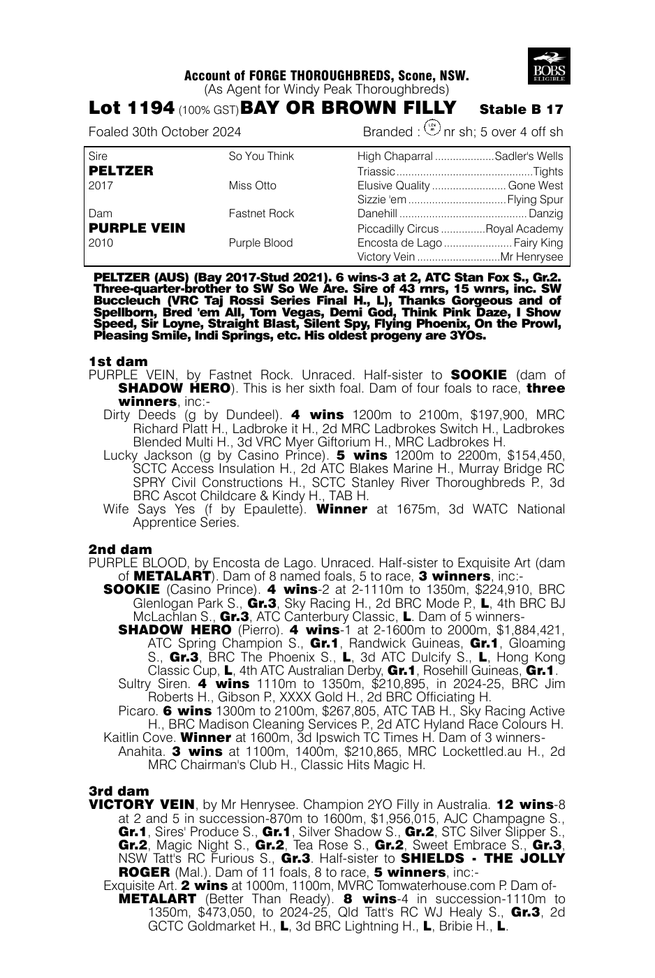 Pedigree - Lot 1194