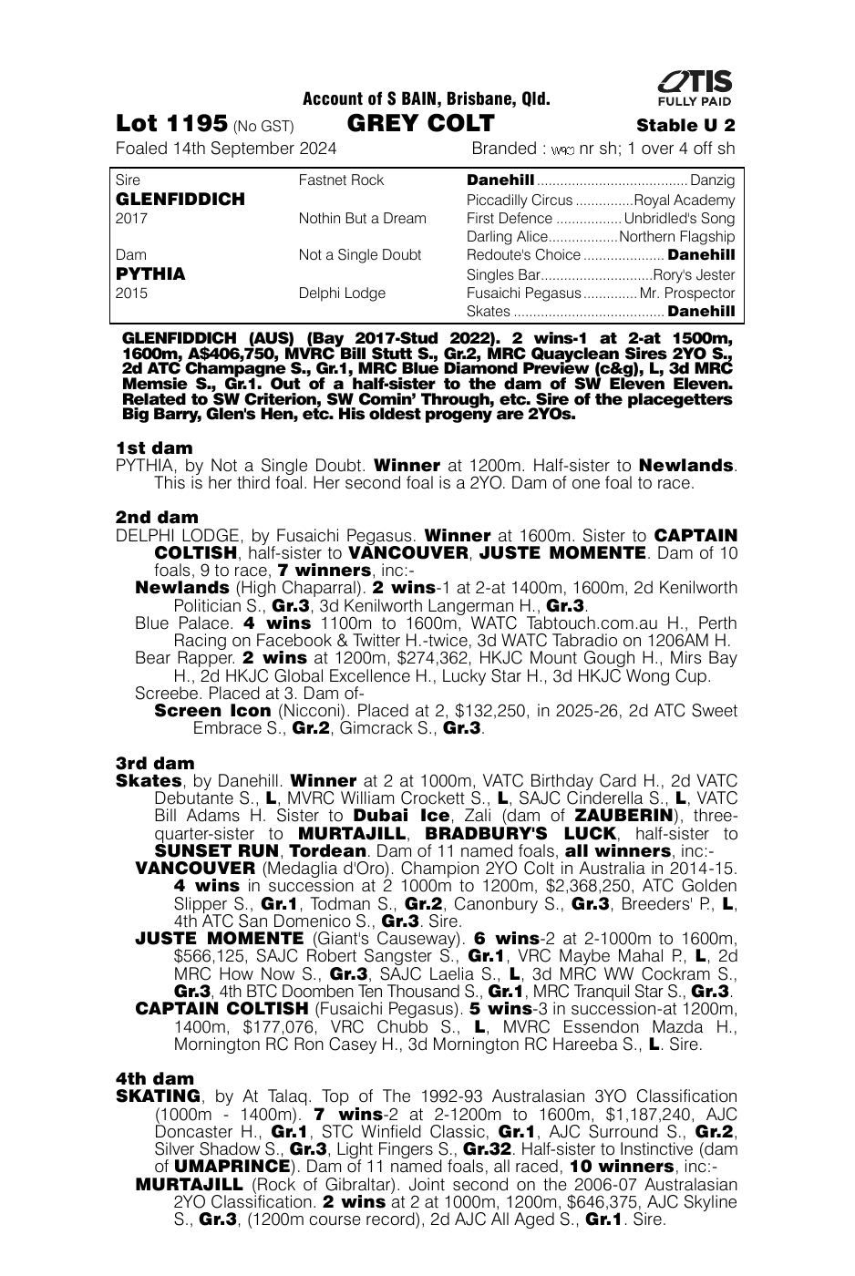 Pedigree - Lot 1195