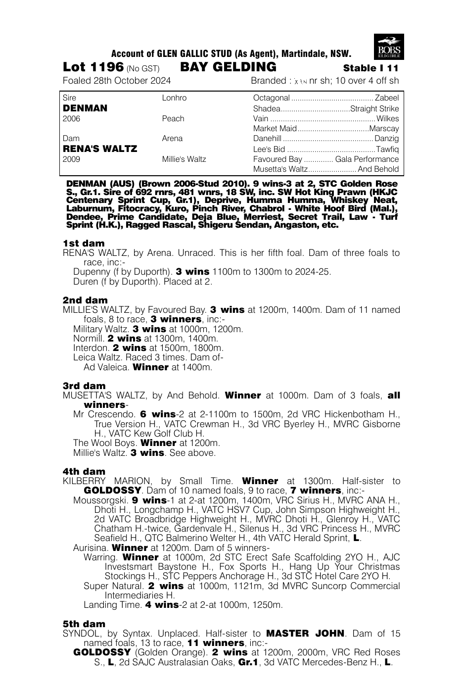 Pedigree - Lot 1196