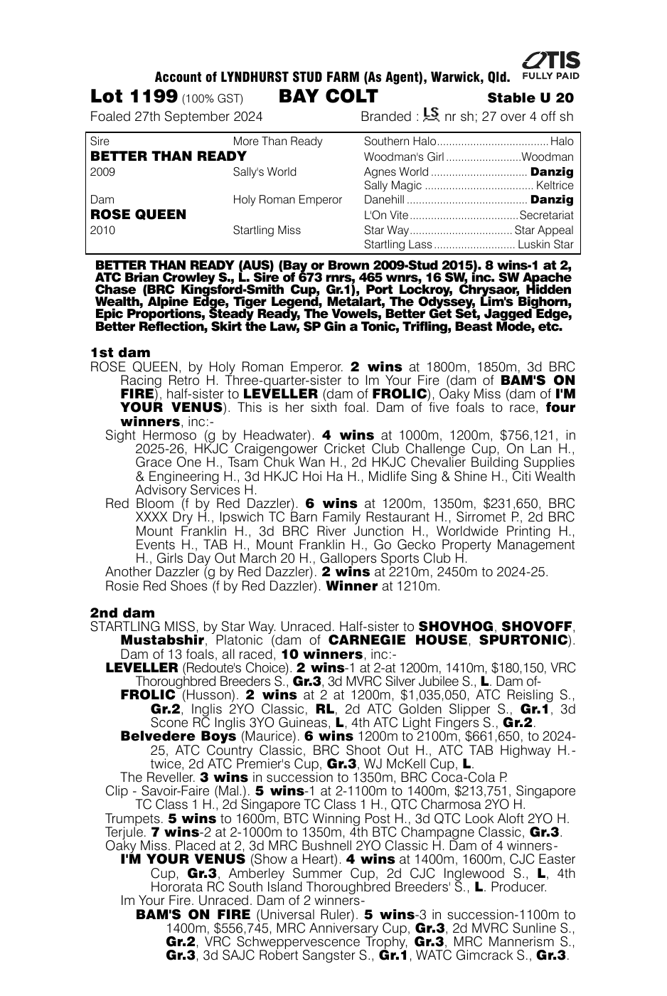 Pedigree - Lot 1199