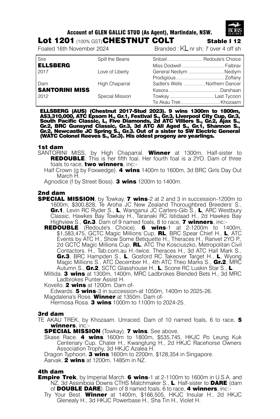 Pedigree - Lot 1201