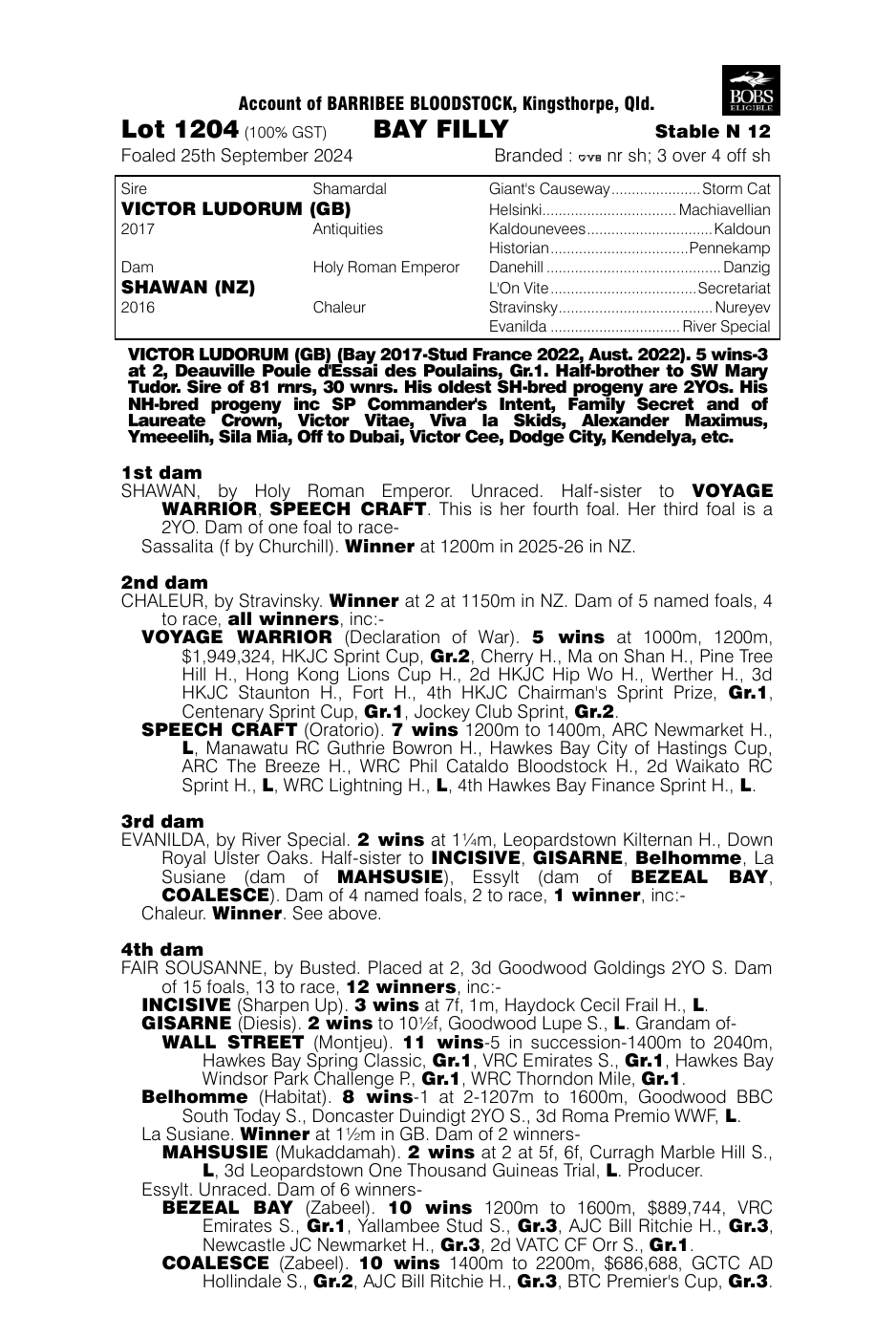 Pedigree - Lot 1204