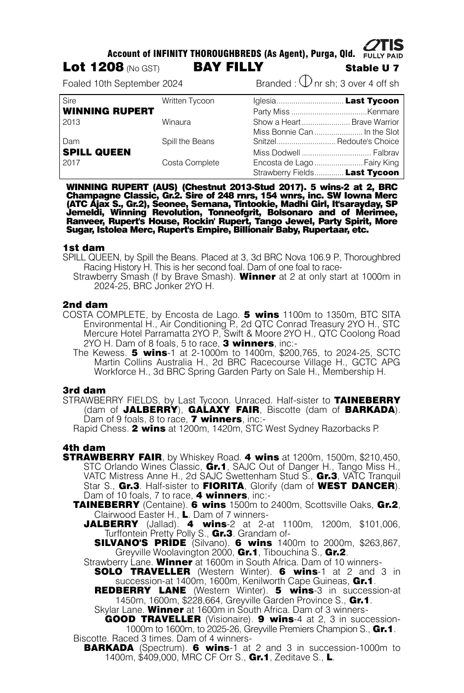 Pedigree - Lot 1208