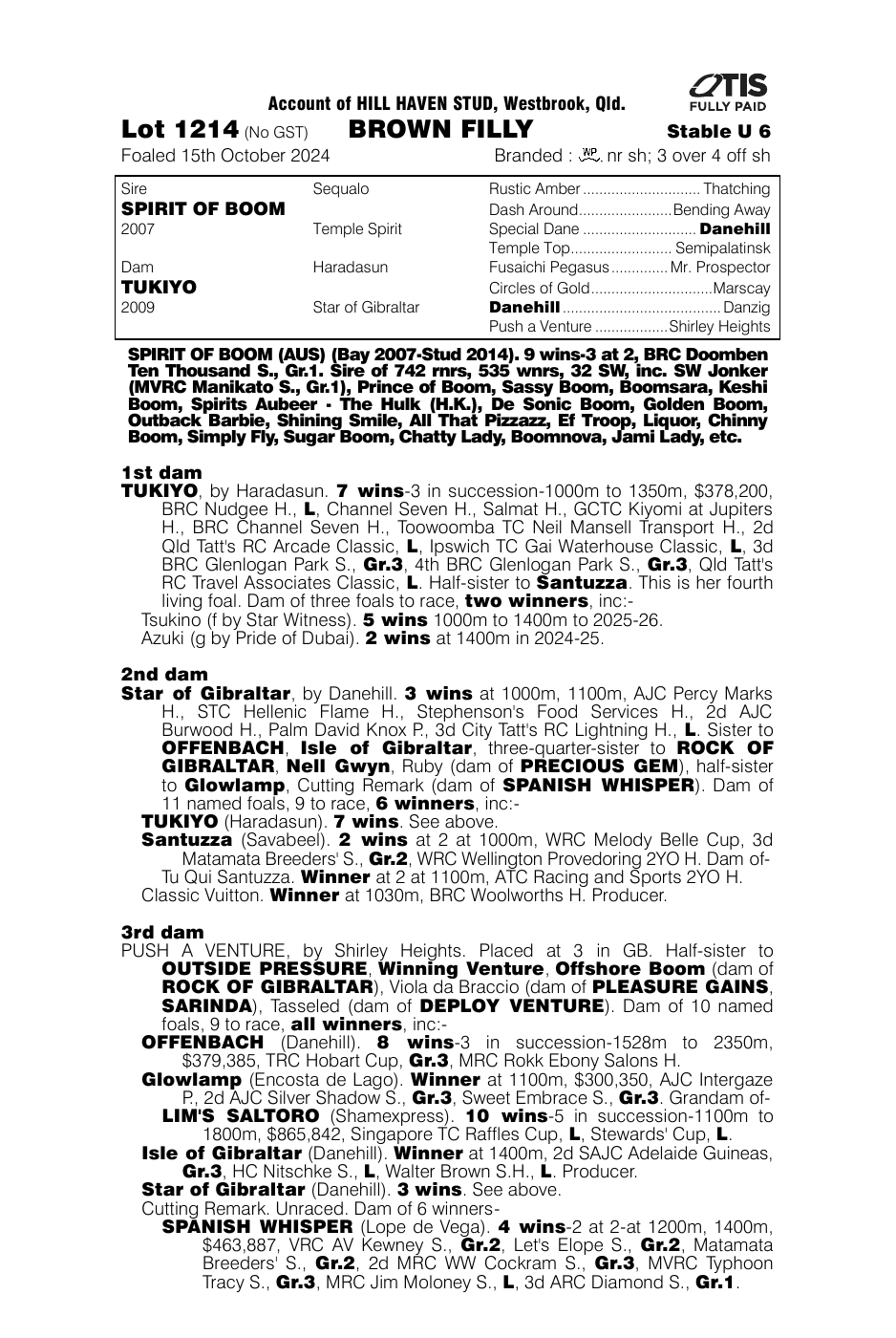 Pedigree - Lot 1214
