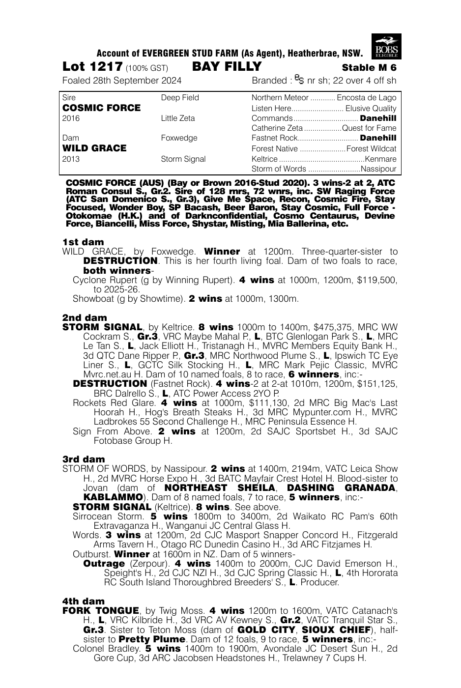 Pedigree - Lot 1217