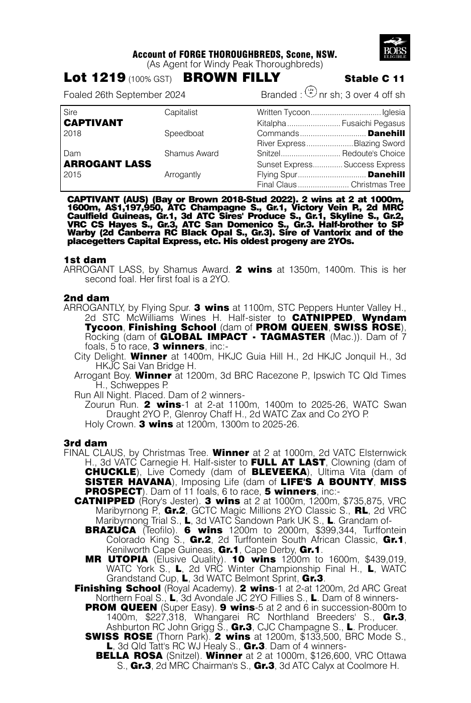 Pedigree - Lot 1219