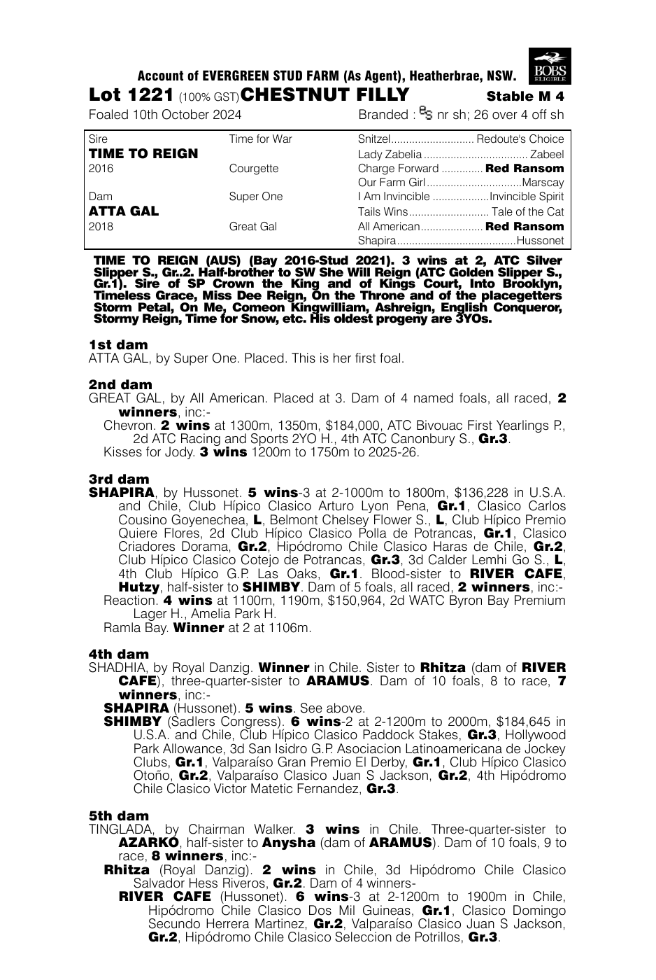 Pedigree - Lot 1221