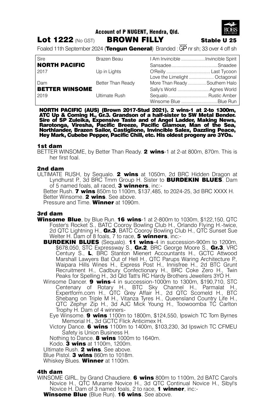 Pedigree - Lot 1222