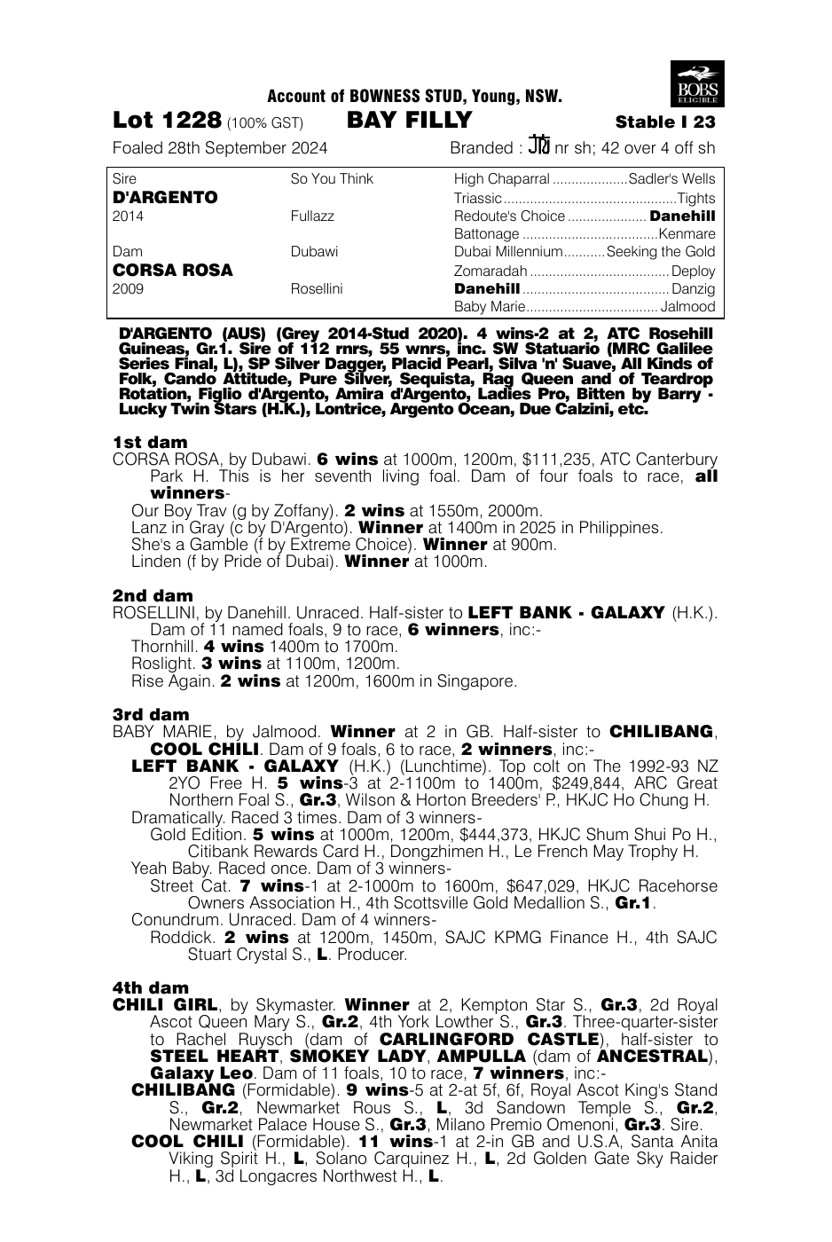 Pedigree - Lot 1228