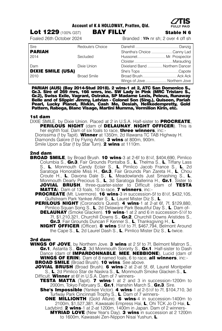 Pedigree - Lot 1229