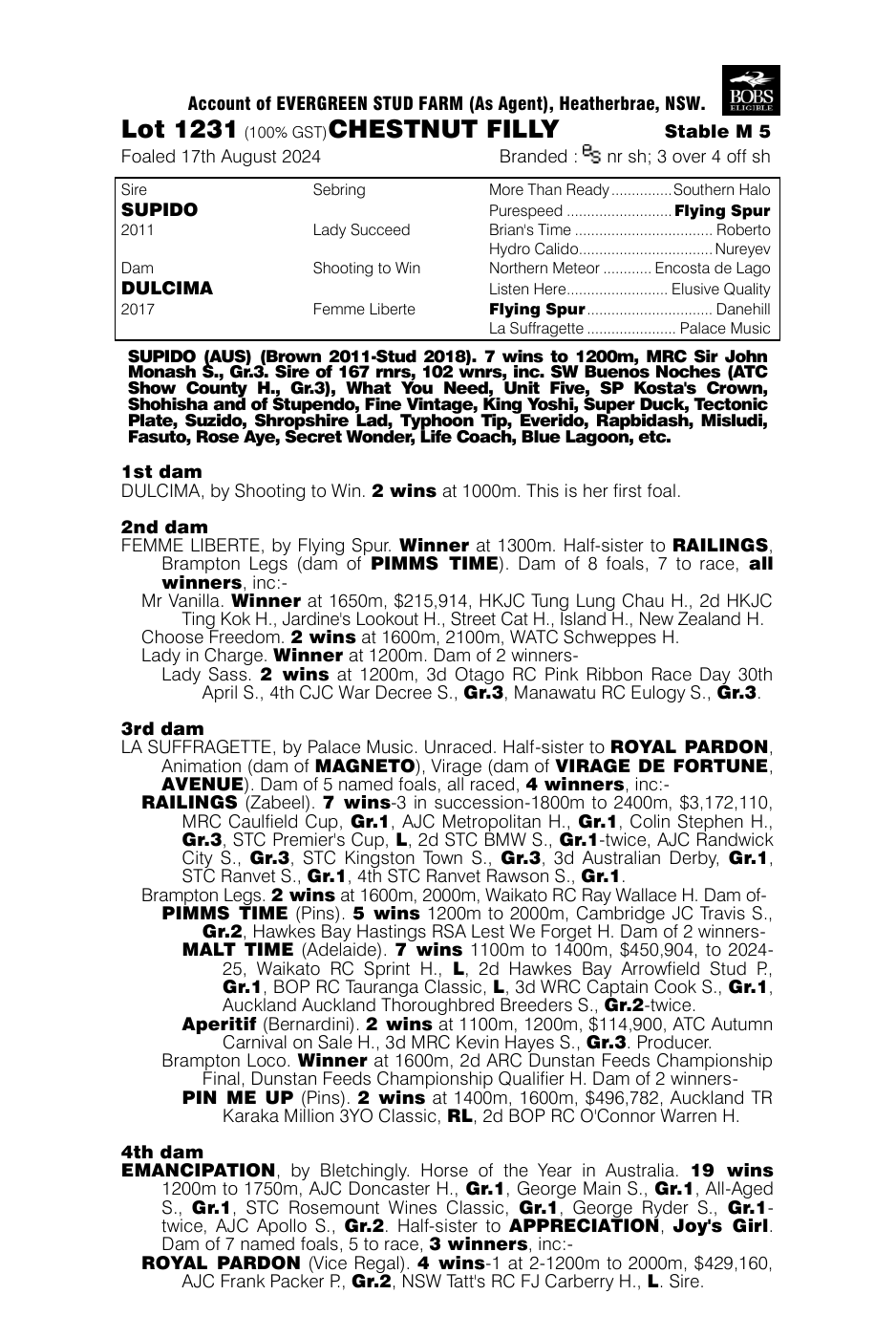 Pedigree - Lot 1231