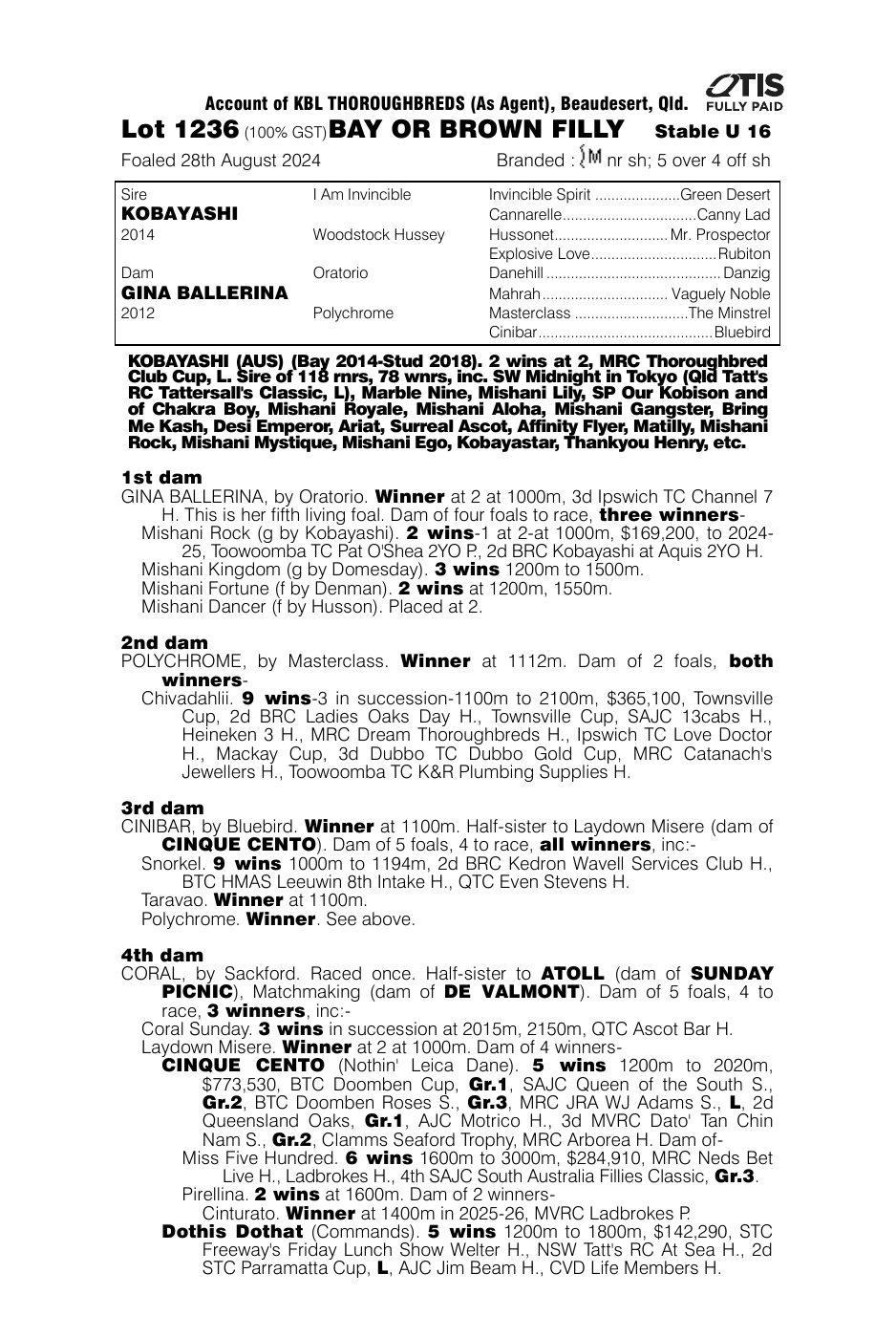 Pedigree - Lot 1236