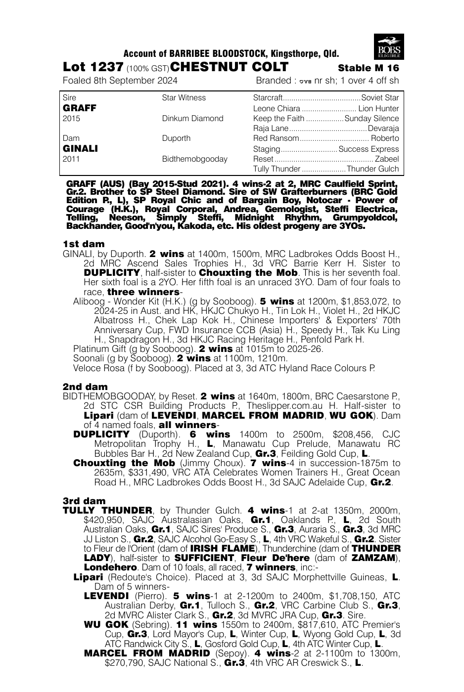 Pedigree - Lot 1237