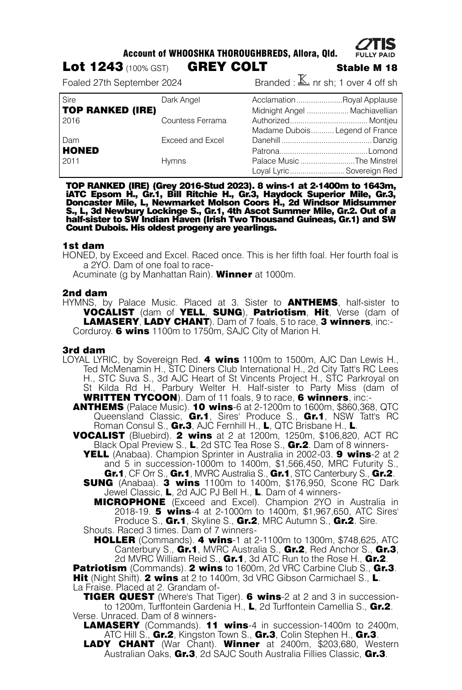 Pedigree - Lot 1243