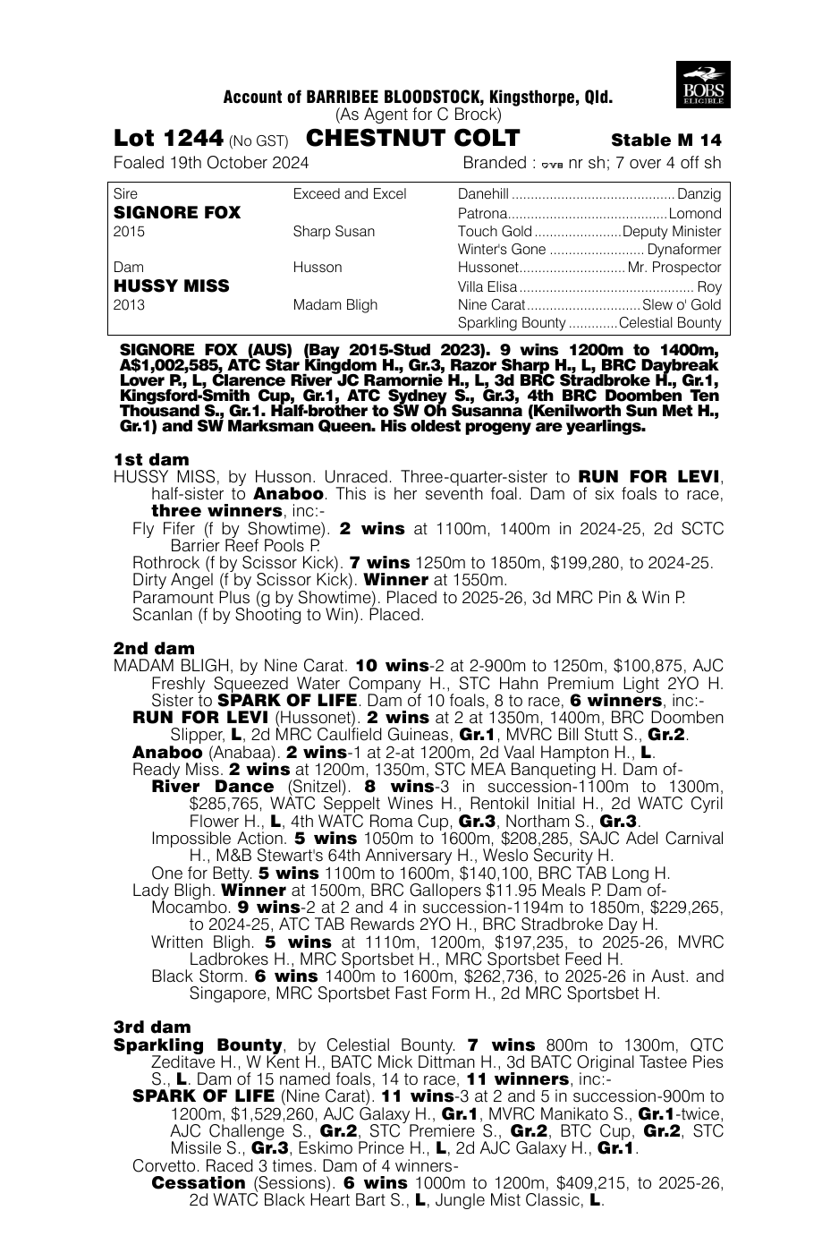 Pedigree - Lot 1244