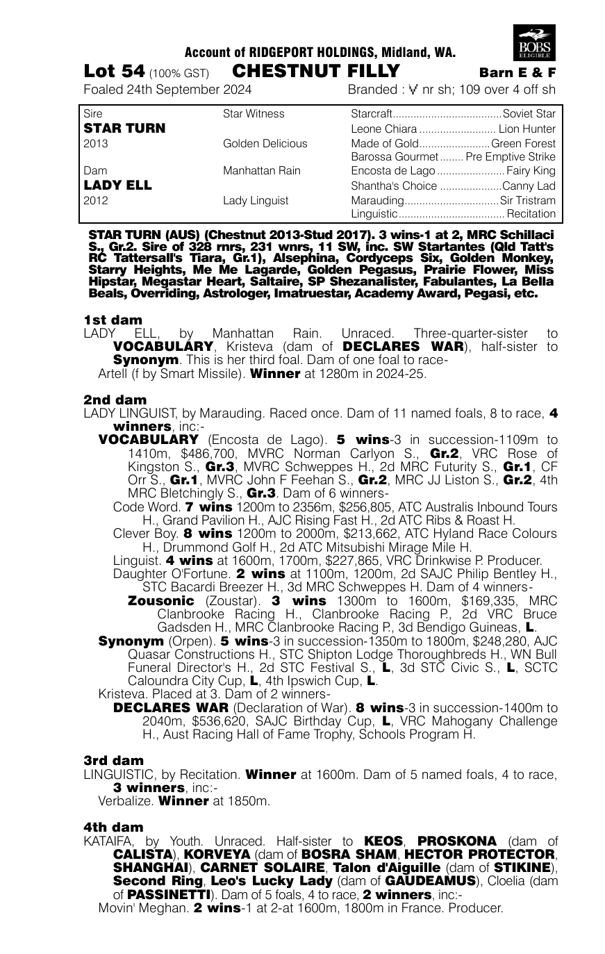 Pedigree - Lot 54