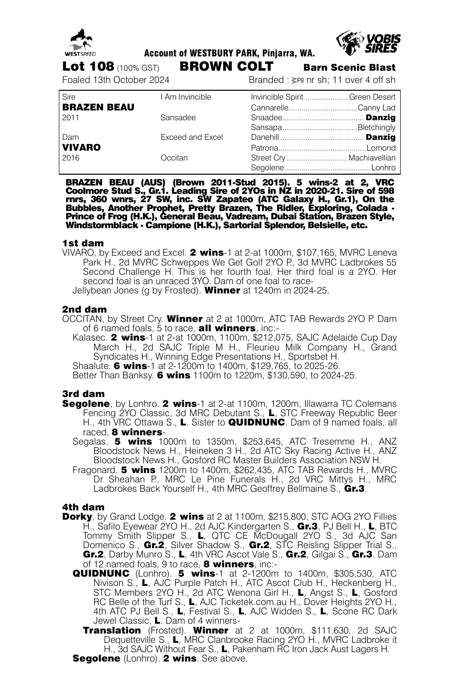 Pedigree - Lot 108