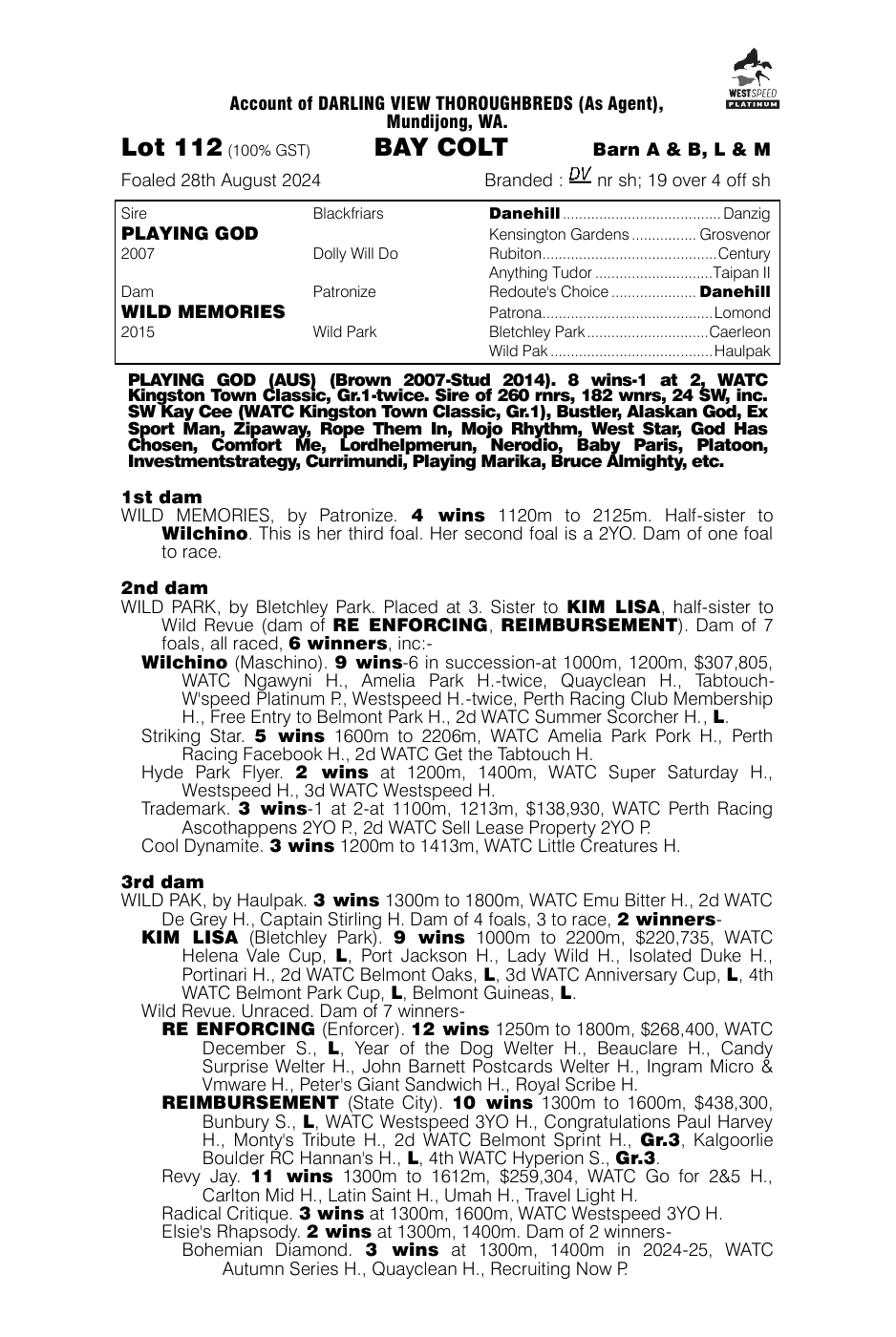 Pedigree - Lot 112