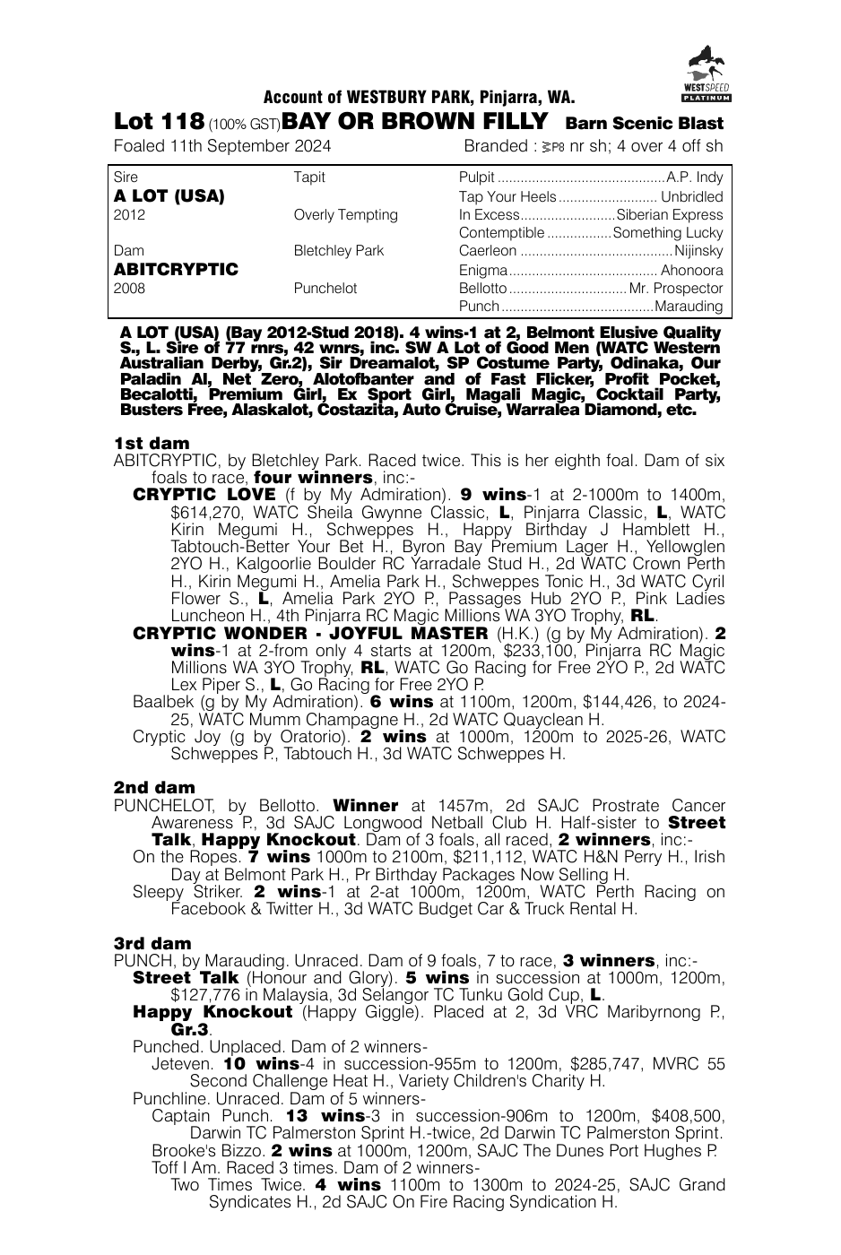 Pedigree - Lot 118
