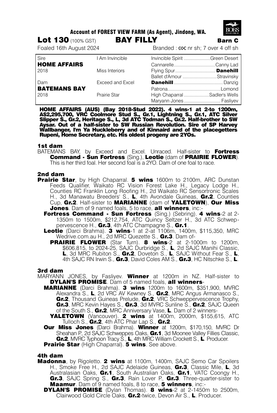 Pedigree - Lot 130