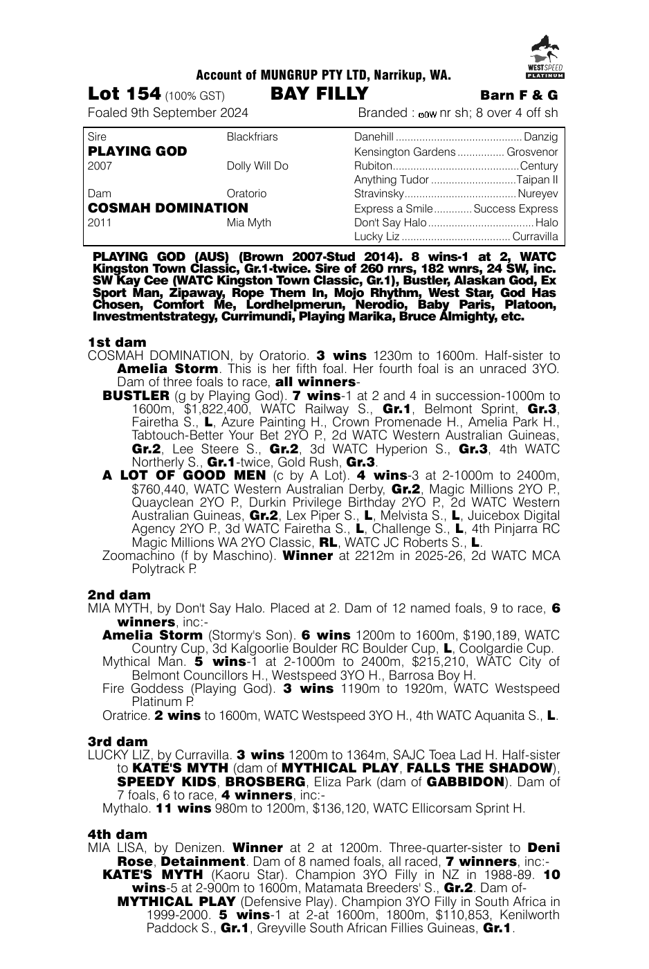 Pedigree - Lot 154