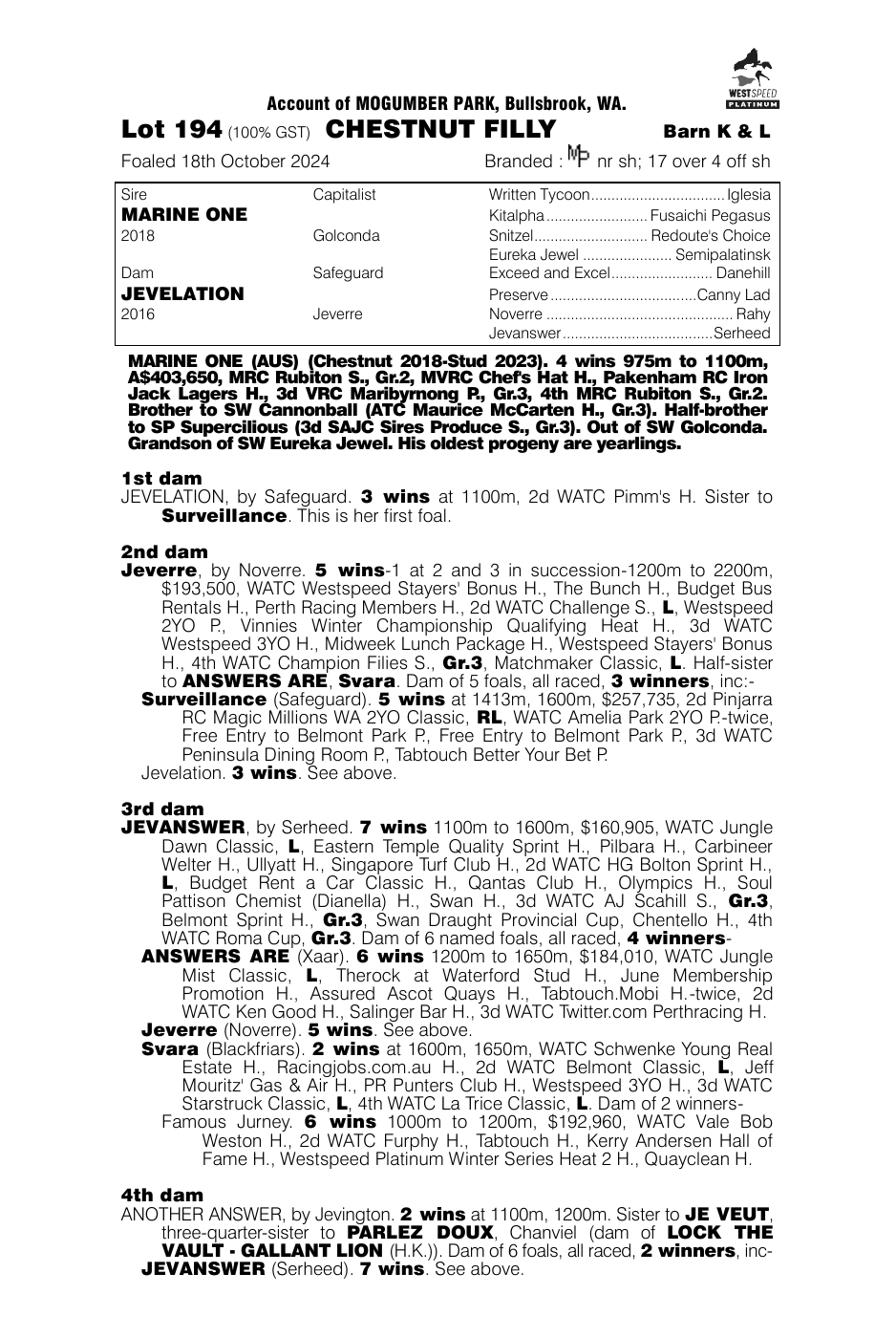 Pedigree - Lot 194