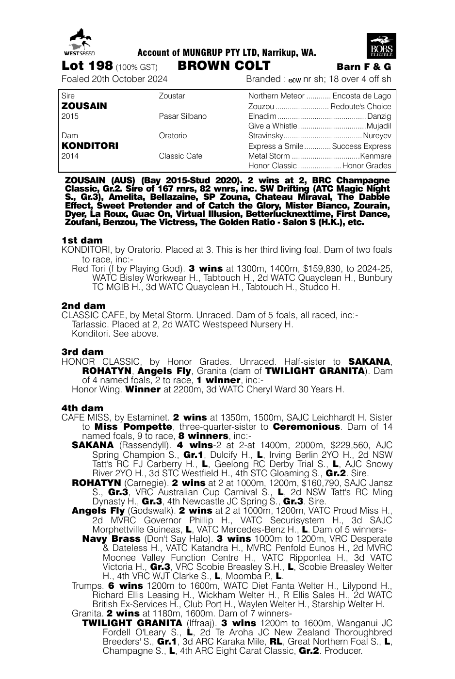 Pedigree - Lot 198
