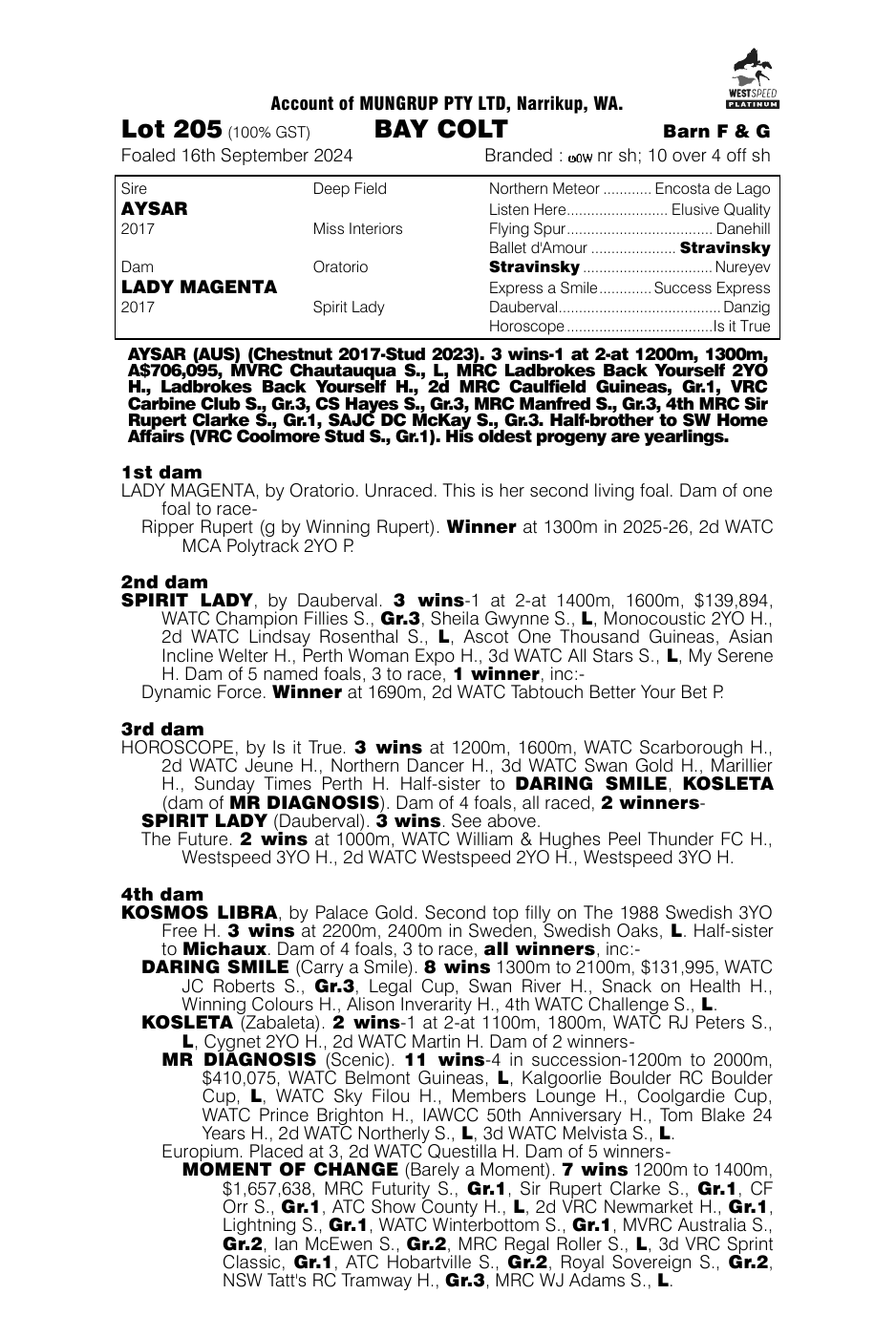 Pedigree - Lot 205