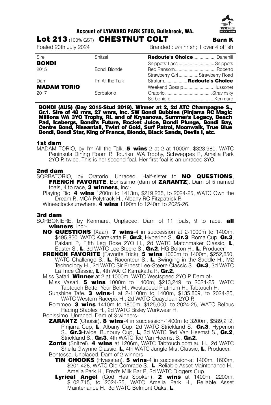 Pedigree - Lot 213