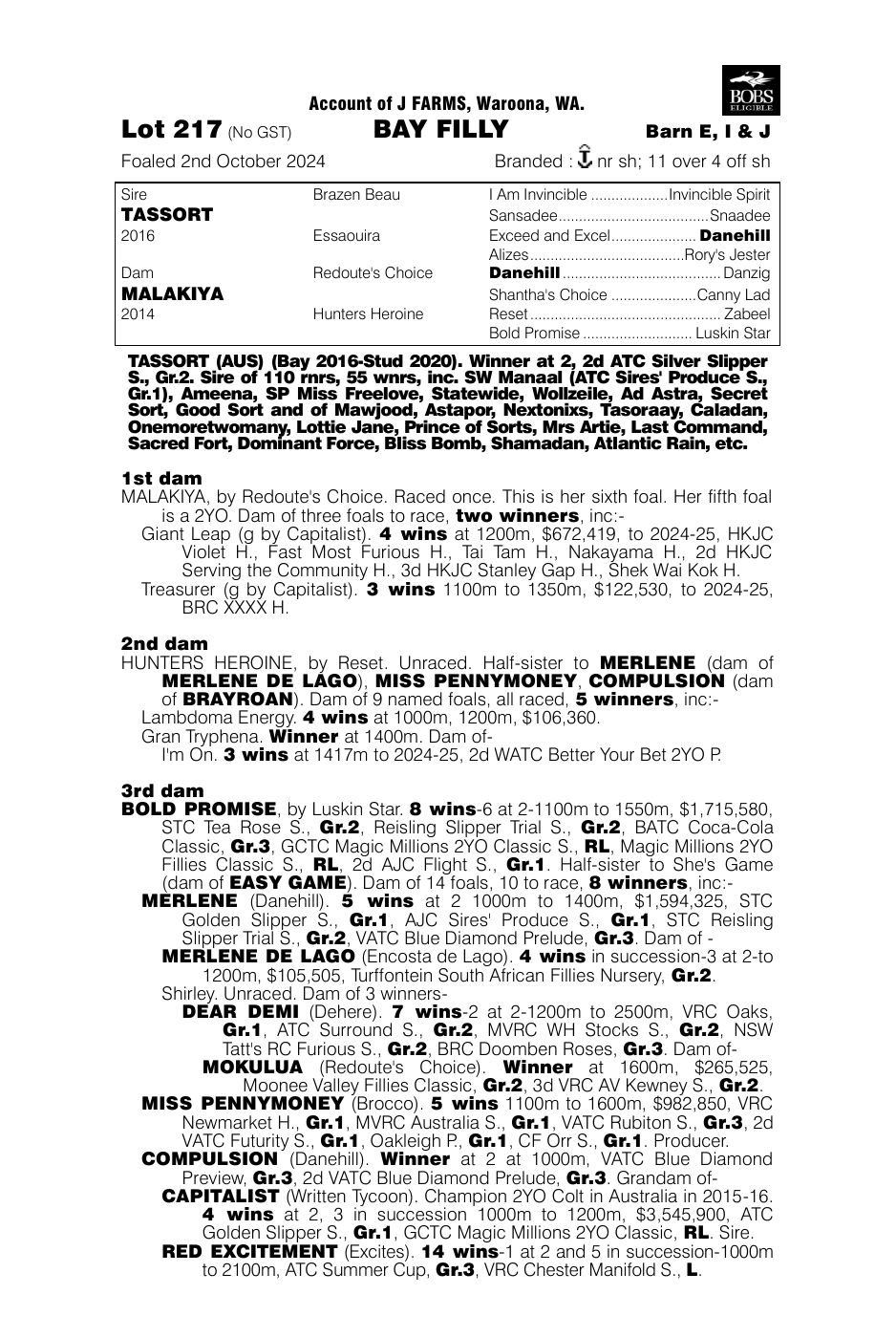 Pedigree - Lot 217