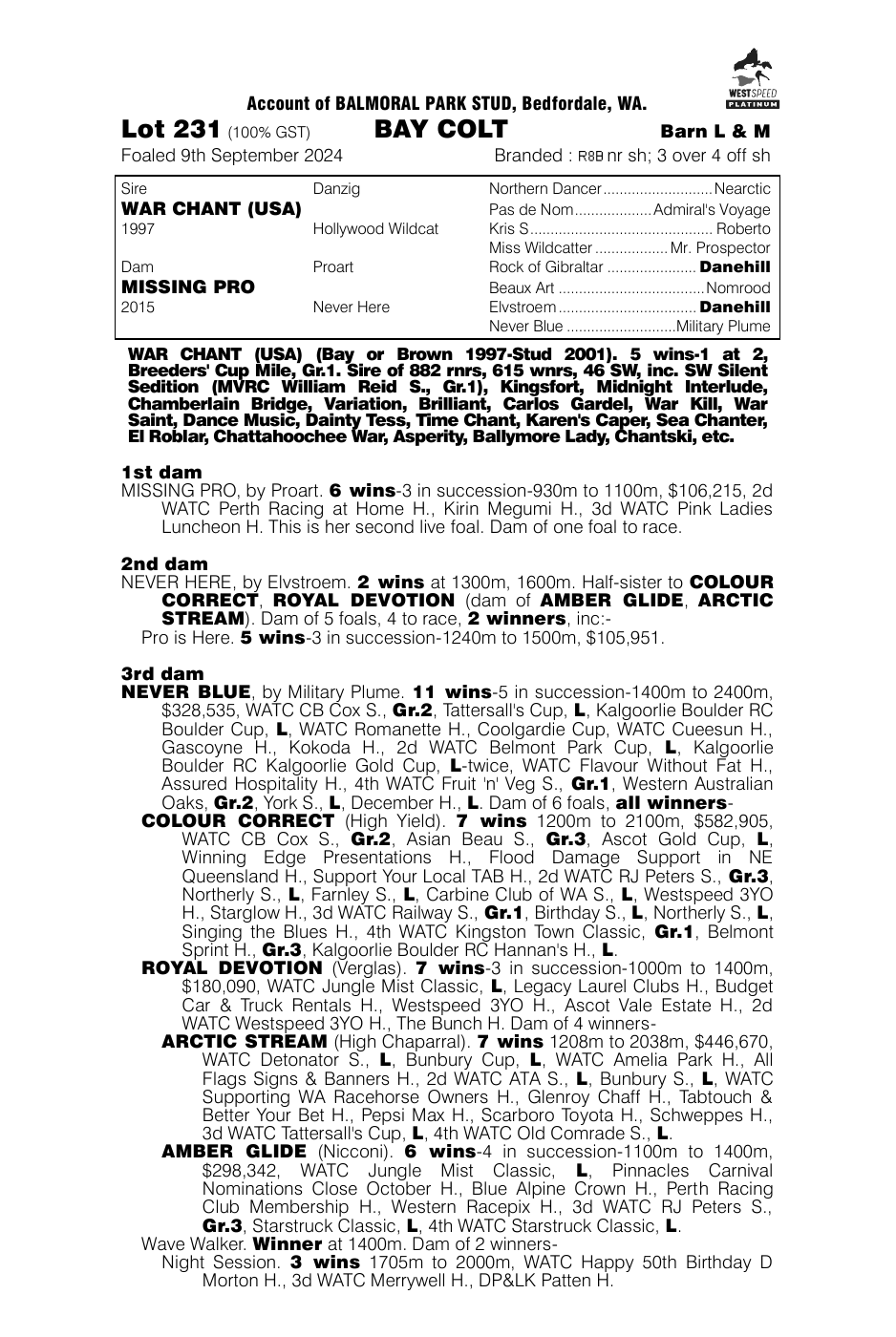 Pedigree - Lot 231